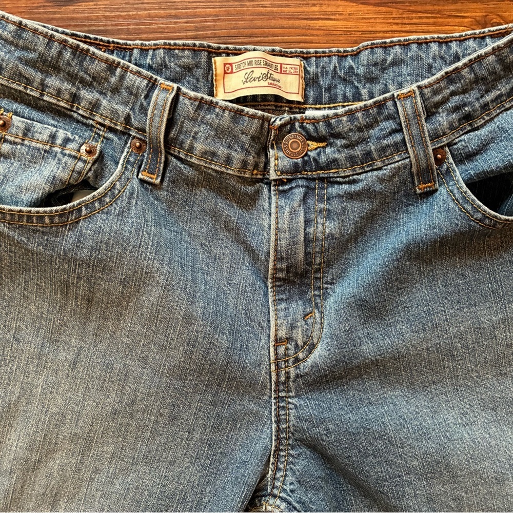 Y2K Levi Strauss Signature Jeans 10M Mid Rise Straight Leg Blue Stretch Denim - Picture 2 of 11